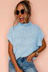 Mock Neck Cap Sleeve Chunky Knit Pullover Sweater
