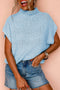 Mock Neck Cap Sleeve Chunky Knit Pullover Sweater