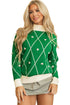 Mock Neck Diamond Grid Bobble Knit Sweater