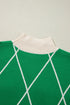 Mock Neck Diamond Grid Bobble Knit Sweater