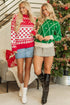 Mock Neck Diamond Grid Bobble Knit Sweater