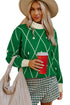 Mock Neck Diamond Grid Bobble Knit Sweater