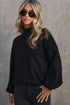 Mock Neck Exposed Seam Balloon Sleeve Sweater