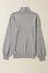 Mock Neck Exposed Seam Balloon Sleeve Sweater