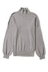 Mock Neck Exposed Seam Balloon Sleeve Sweater