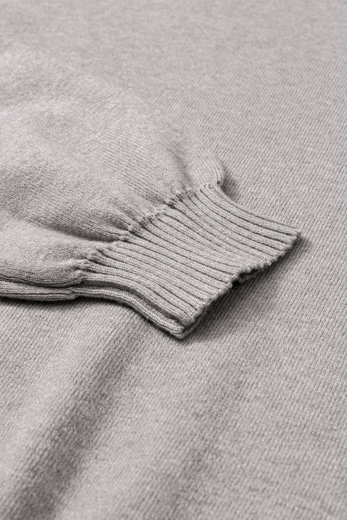 Mock Neck Exposed Seam Balloon Sleeve Sweater