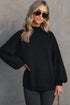 Mock Neck Exposed Seam Balloon Sleeve Sweater