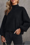 Mock Neck Exposed Seam Balloon Sleeve Sweater