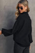 Mock Neck Exposed Seam Balloon Sleeve Sweater
