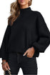 Mock Neck Exposed Seam Balloon Sleeve Sweater