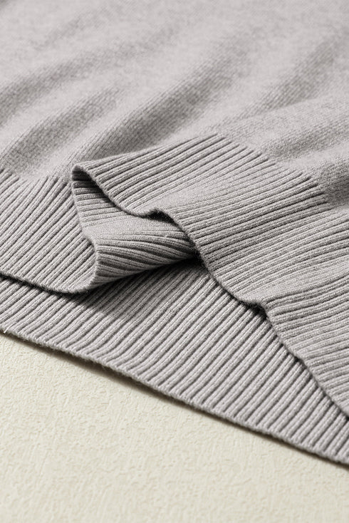 Mock Neck Exposed Seam Balloon Sleeve Sweater