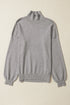 Mock Neck Exposed Seam Balloon Sleeve Sweater