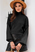Mock Neck Exposed Seam Balloon Sleeve Sweater