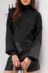 Mock Neck Exposed Seam Balloon Sleeve Sweater