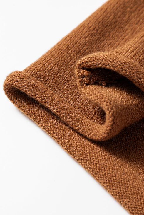 Mock Neck Exposed Seam Ribbed Cuff Sweater Dress