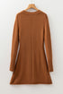 Mock Neck Exposed Seam Ribbed Cuff Sweater Dress
