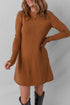 Mock Neck Exposed Seam Ribbed Cuff Sweater Dress