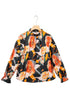 Mock Neck Floral Print Long Sleeve Woven Blouse
