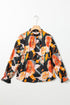 Mock Neck Floral Print Long Sleeve Woven Blouse