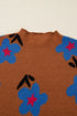 Mock Neck Graphic Floral Knit Sweater Vest