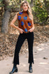 Mock Neck Graphic Floral Knit Sweater Vest