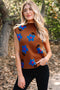 Mock Neck Graphic Floral Knit Sweater Vest