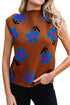 Mock Neck Graphic Floral Knit Sweater Vest