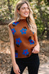 Mock Neck Graphic Floral Knit Sweater Vest