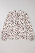 Mock Neck Pleated Lantern Sleeve Animal Print Blouse