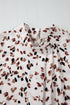Mock Neck Pleated Lantern Sleeve Animal Print Blouse