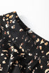 Mock Neck Pleated Lantern Sleeve Animal Print Blouse