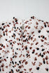 Mock Neck Pleated Lantern Sleeve Animal Print Blouse