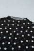 Mock Neck Polka Dot Sheer Mesh Long Sleeve Top