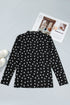Mock Neck Polka Dot Sheer Mesh Long Sleeve Top