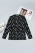 Mock Neck Polka Dot Sheer Mesh Long Sleeve Top