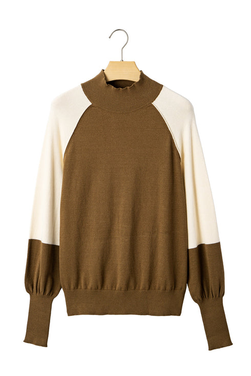 Mock Neck Raglan Sleeve Knit Pullover Sweater