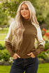 Mock Neck Raglan Sleeve Knit Pullover Sweater