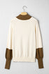 Mock Neck Raglan Sleeve Knit Pullover Sweater
