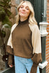 Mock Neck Raglan Sleeve Knit Pullover Sweater