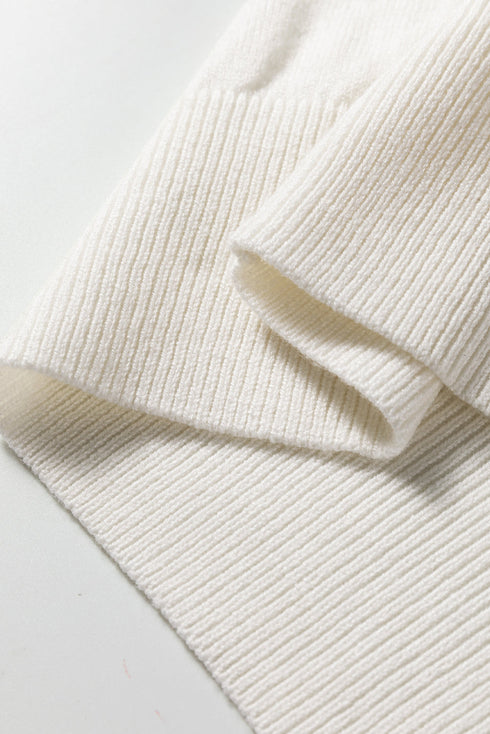 Mock Neck Ribbed Knit Button Cuff Top