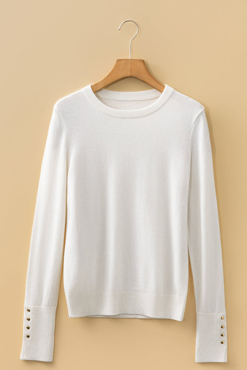 Mock Neck Ribbed Knit Button Cuff Top