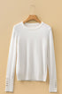 Mock Neck Ribbed Knit Button Cuff Top