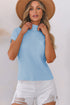 Mock Neck Ribbed Knit Cap Sleeve Sweater Top