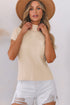 Mock Neck Ribbed Knit Cap Sleeve Sweater Top