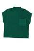 Mock Neck Ribbed Knit Cap Sleeve Sweater Top