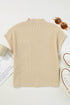 Mock Neck Ribbed Knit Cap Sleeve Sweater Top