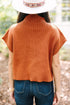 Mock Neck Ribbed Knit Cap Sleeve Sweater Top