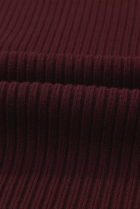 Mock Neck Ribbed Knit Cap Sleeve Sweater Top