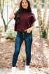 Mock Neck Ribbed Knit Cap Sleeve Sweater Top