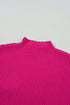 Mock Neck Ribbed Knit Cap Sleeve Sweater Top